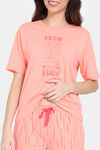 Zivame Peeking Barks Knit Cotton Shorts Set - Peach Nector — thumbnail 5